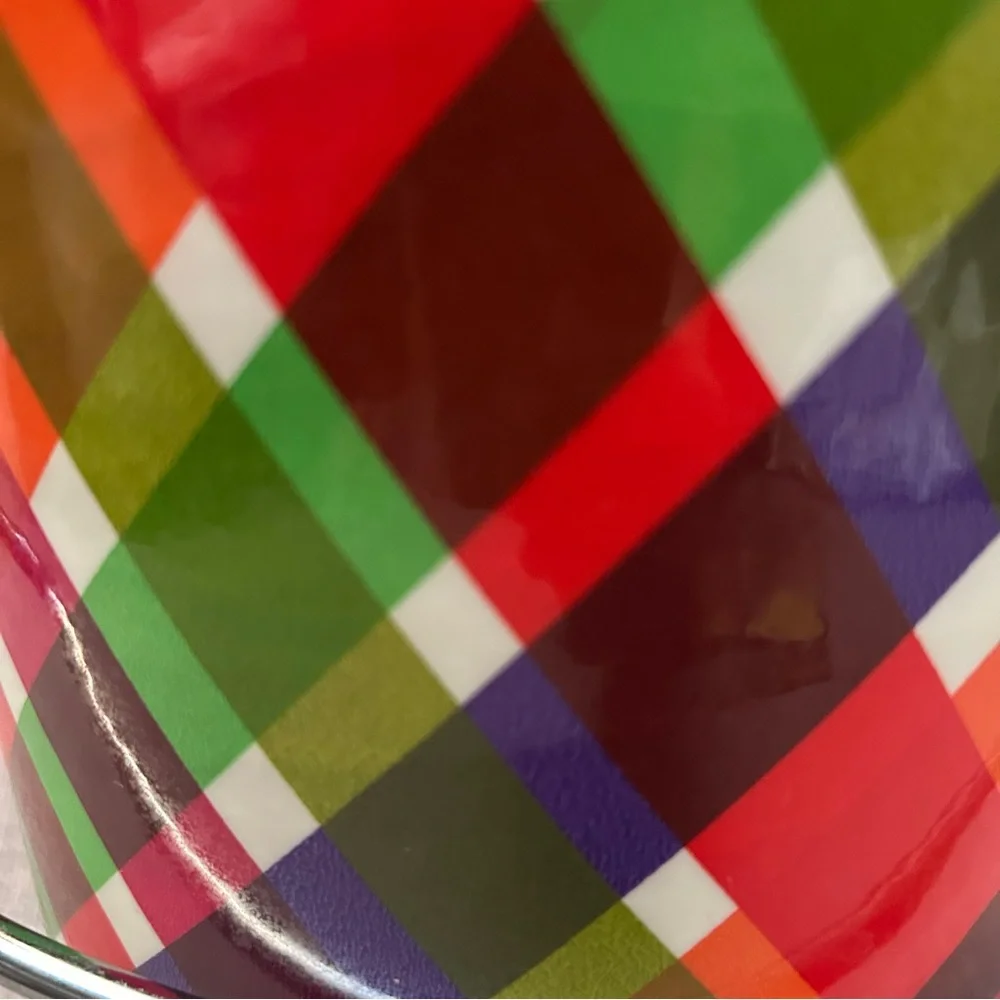 60-70’s Vintage Mod Retro Plaid Vinyl Ice Bucket MCM #10012510